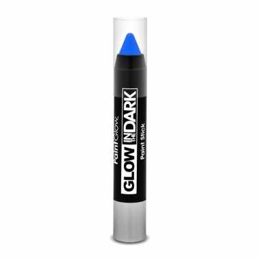 Carnavalskleding blauwe make up stift glow the dark helmond