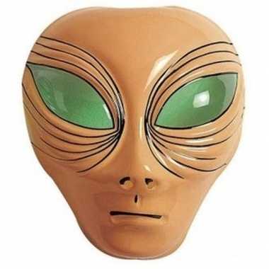 Carnavalskleding buitenaards wezen masker bruin volwassenen helmond