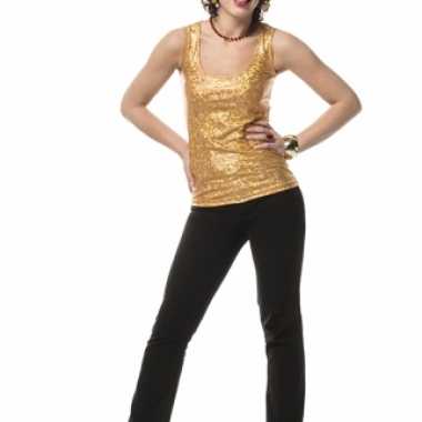 Carnavalskleding goud holografisch shirt dames helmond
