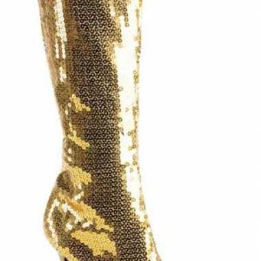 Carnavalskleding gouden pailletten dames laarzen helmond