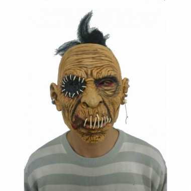 Carnavalskleding  Halloween thema masker enge man dichtgenaaide mond