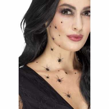 Carnavalskleding heksen tattoo zwarte spinnen helmond