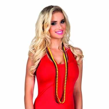 Carnavalskleding kralen ketting rood/geel/zwart stuks volwassenen hel