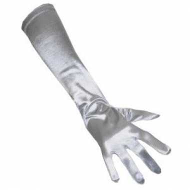 Carnavalskleding  Lange handschoenen zilver helmond