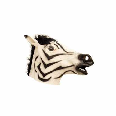 Carnavalskleding latex dieren masker een zebra helmond