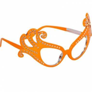 Carnavalskleding  Oranje bril krullend montuur helmond