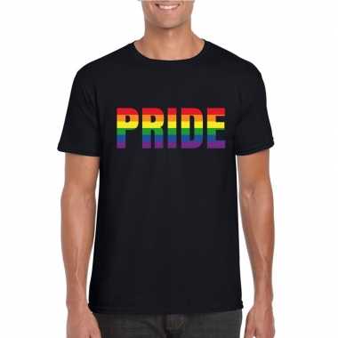 Carnavalskleding pride regenboog tekst shirt zwart heren helmond