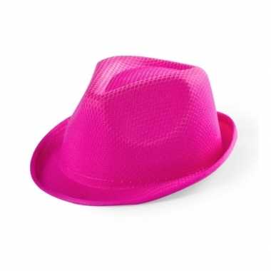 Carnavalskleding roze maffia / gangster hoedje kinderen helmond