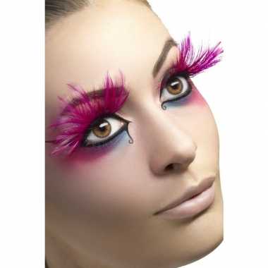 Carnavalskleding roze veren nepwimpers helmond