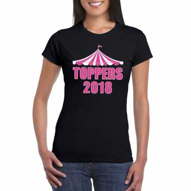 Carnavalskleding toppers t-shirt zwart toppers roze letters dames helmond