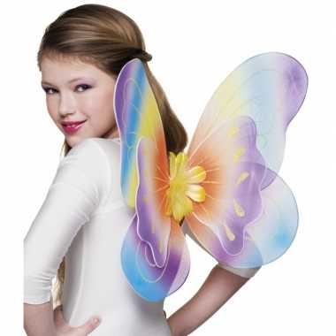 Carnavalskleding vlinder vleugeltjes regenboog helmond