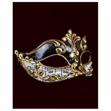 Carnavalskleding  Wandversiering muzieknoten Venetiaans masker zwart/