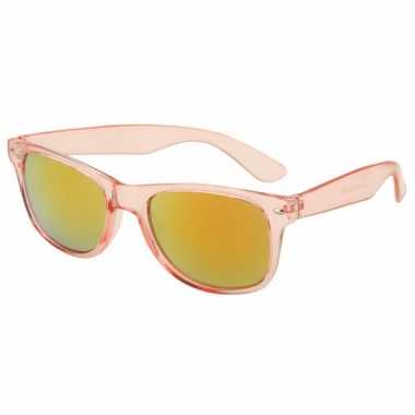 Carnavalskleding zonnebril roze doorzichtig frame helmond