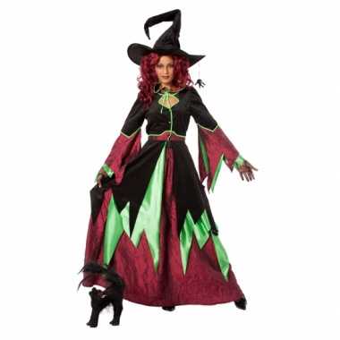Heksen carnavalskleding rood/groen vrouwen helmond