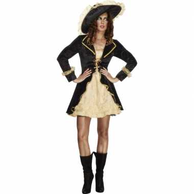 Piraten carnavalskleding jasje zwart/goud helmond