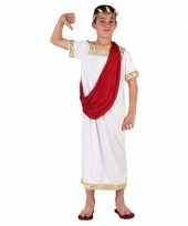 Carnaval feest romeinse toga verkleedcarnavalskleding wit rood jongens helmond
