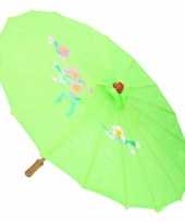 Carnavalskleding aziatische paraplu bloemen groot groen helmond