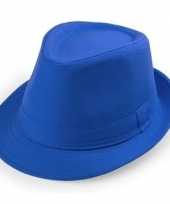 Carnavalskleding blauwe trilby hoedjes volwassenen helmond