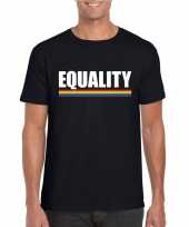 Carnavalskleding equality shirt zwart regenboog vlag heren helmond