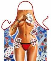 Carnavalskleding funartikel schort strip poker woman helmond