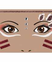 Carnavalskleding gezicht glitter plakkers indiaan helmond