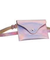 Carnavalskleding metallic roze mini buideltasje aan riem dames helmond