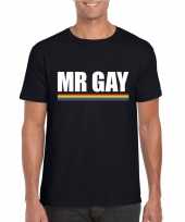 Carnavalskleding mr gay shirt zwart regenboog vlag heren helmond