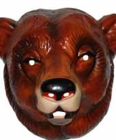 Carnavalskleding plastic beren masker bruin volwassenen helmond