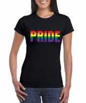 Carnavalskleding pride regenboog tekst-shirt zwart dames helmond