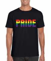 Carnavalskleding pride regenboog tekst-shirt zwart heren helmond