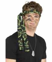Carnavalskleding rambo hoofdband camouflage helmond