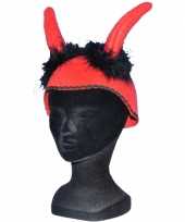 Carnavalskleding rode duivel hoedjes volwassenen helmond