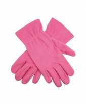 Carnavalskleding roze fleece handschoenen mannen dames helmond