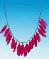 Carnavalskleding roze veren ketting helmond
