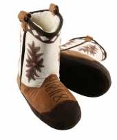 Carnavalskleding stoere cowboy slof laarzen bruin helmond