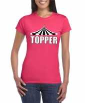 Carnavalskleding toppers t-shirt roze topper witte letters dames helmond