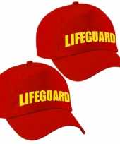 Carnavalskleding x stuks lifeguard strandwacht verkleed pet rood volwassenen helmond