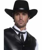 Carnavalskleding zwarte cowboy hoed heren helmond