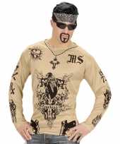 Gangster nep tatoeages shirt verkleed carnavalskleding heren helmond